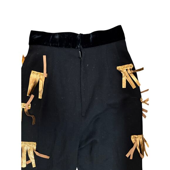 Vintage black and gold handmade pants fringe 1980s - Picture 8 of 10